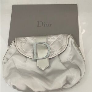 Dior Parfums Silver Quilted Satin Clutch bag